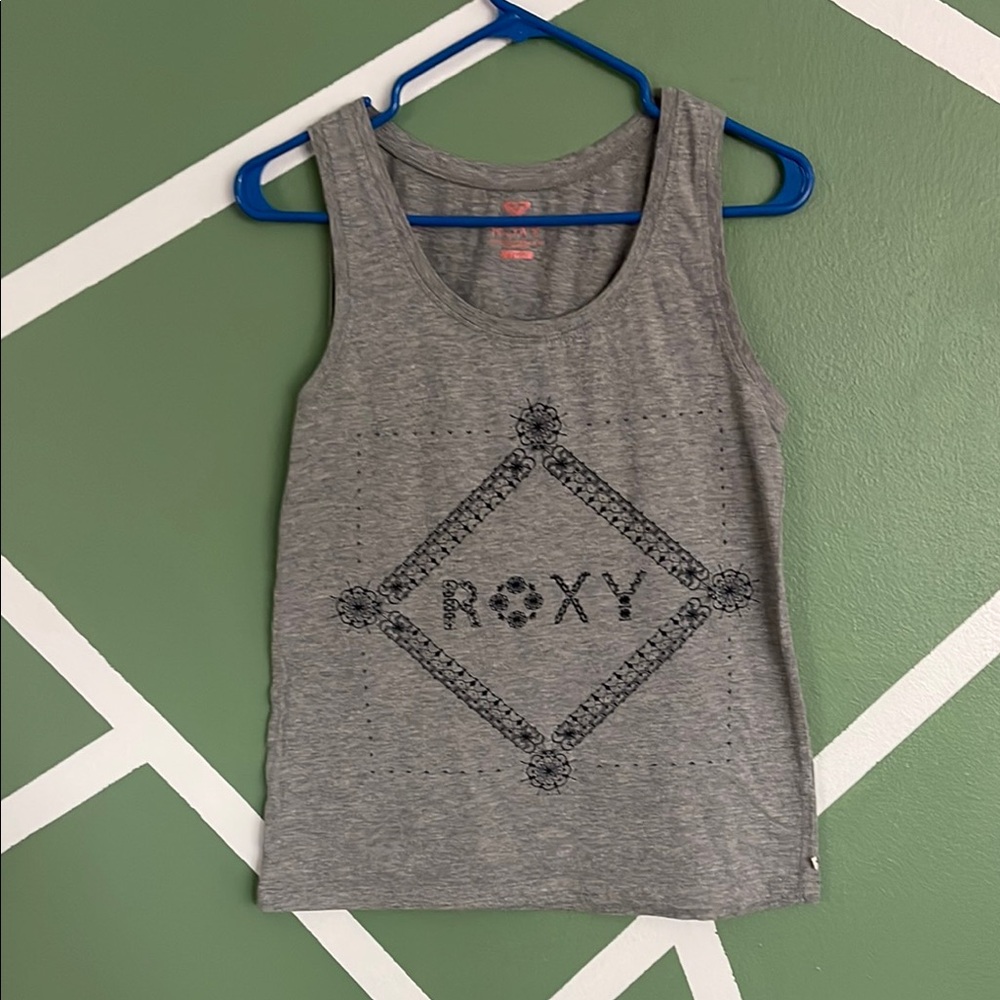 Roxy Gray Graphic‎ Crop Tank Top